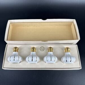 4 Vintage Irice Porcelain Hand Painted Salt & Pepper Shakers Gold Gilt Accents